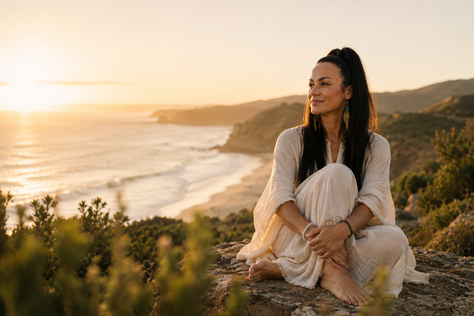 caroline bakker author sitting by sea